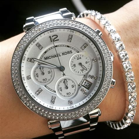 michael kors walsh silver-tone and silicone watch|silver Michael Kors Watch sale.